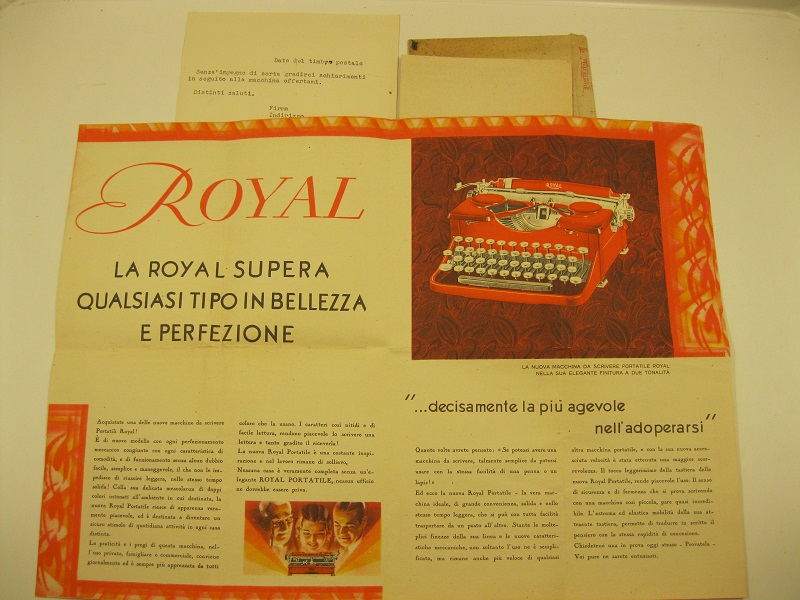 Royal. Società anonima italiana macchine da scrivere e affini. Sede in Milano